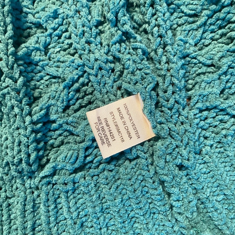 Jessica Simpson Teal Cable Knit Open Front Cardigan Sweater Size M - Picture 5 of 7